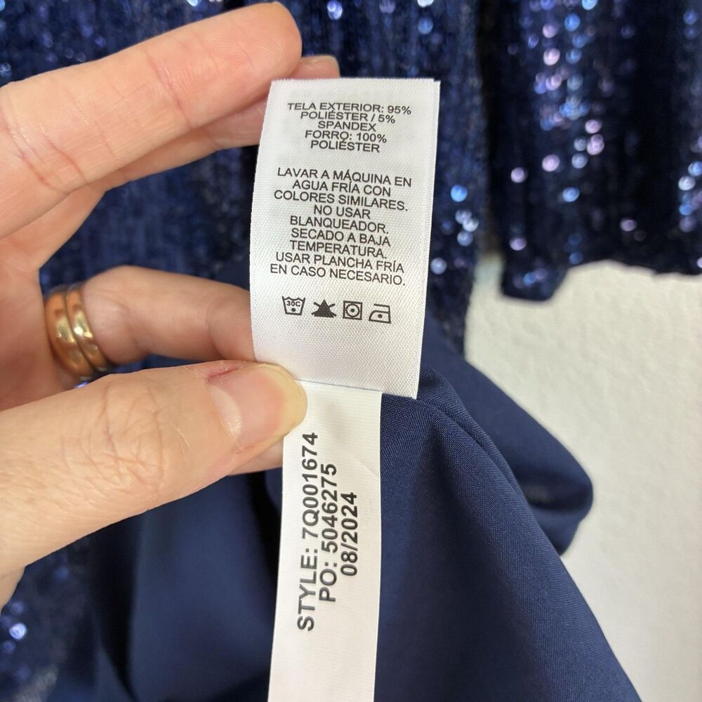 Vineyard Vines Dress Girls L Blue Sequin Fit & Flare Tiered Long Sleeve Party - Picture 13 of 16